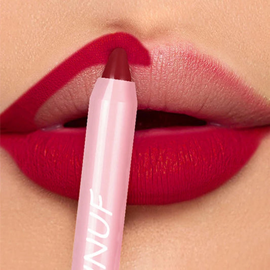 18-Color Waterproof Lipstick Pencil – Matte, Long-Lasting & Non-Stick Cup
