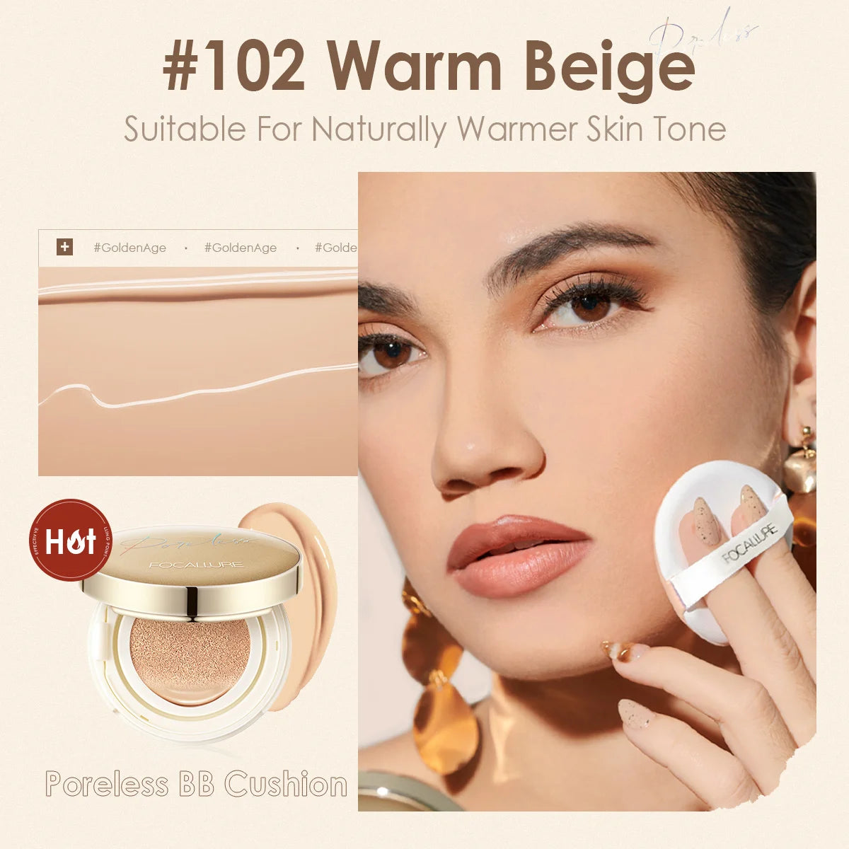 FOCALLURE Air Cushion Poreless BB Cream Foundation