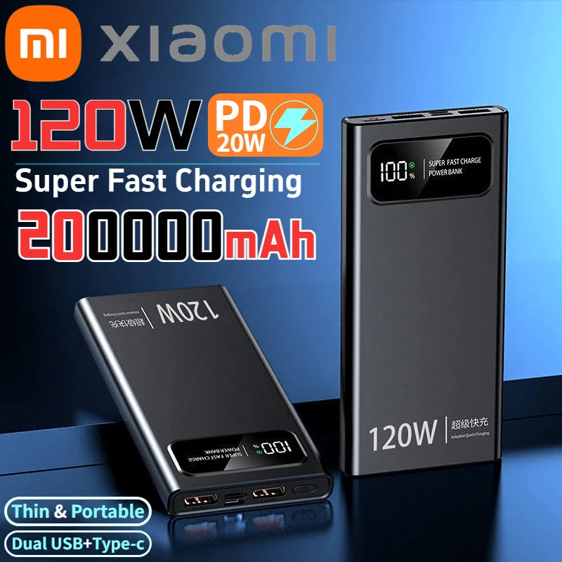 Xiaomi 200000mAh 120W Super Fast Charging Power Bank – Ultra High Capacity Portable Charger