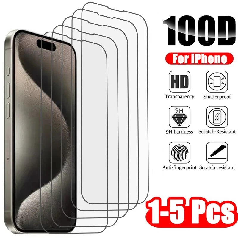 1-3Pcs HD Clear Tempered Glass Screen Protector for iPhone 16 15 14 13 12 11 Pro Max X XR XS 7 8 SE
