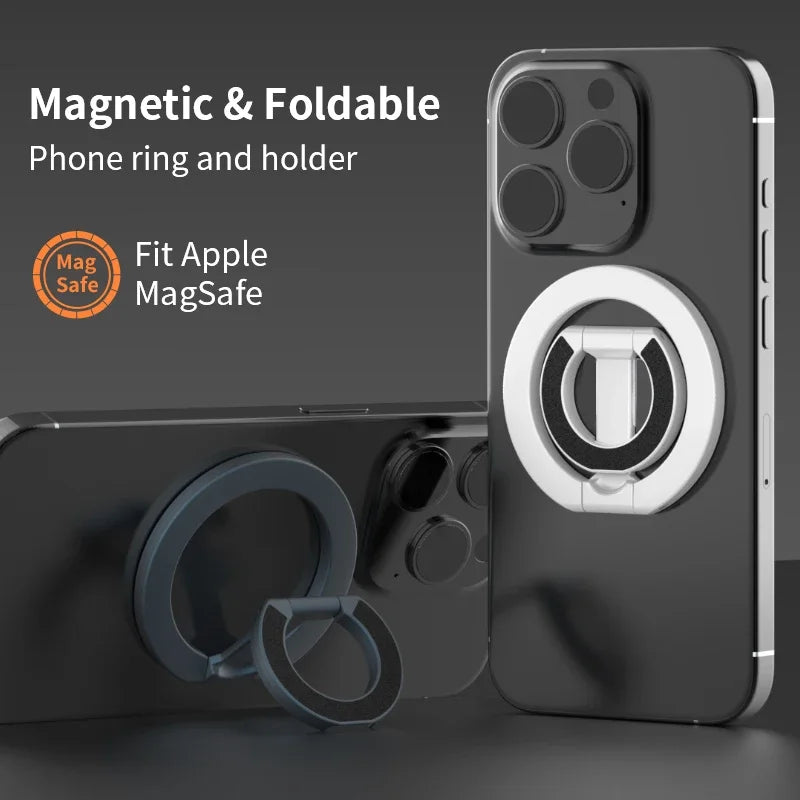 2-in-1 MagSafe Magnetic Phone Ring Holder & Stand – Foldable Grip for All Devices