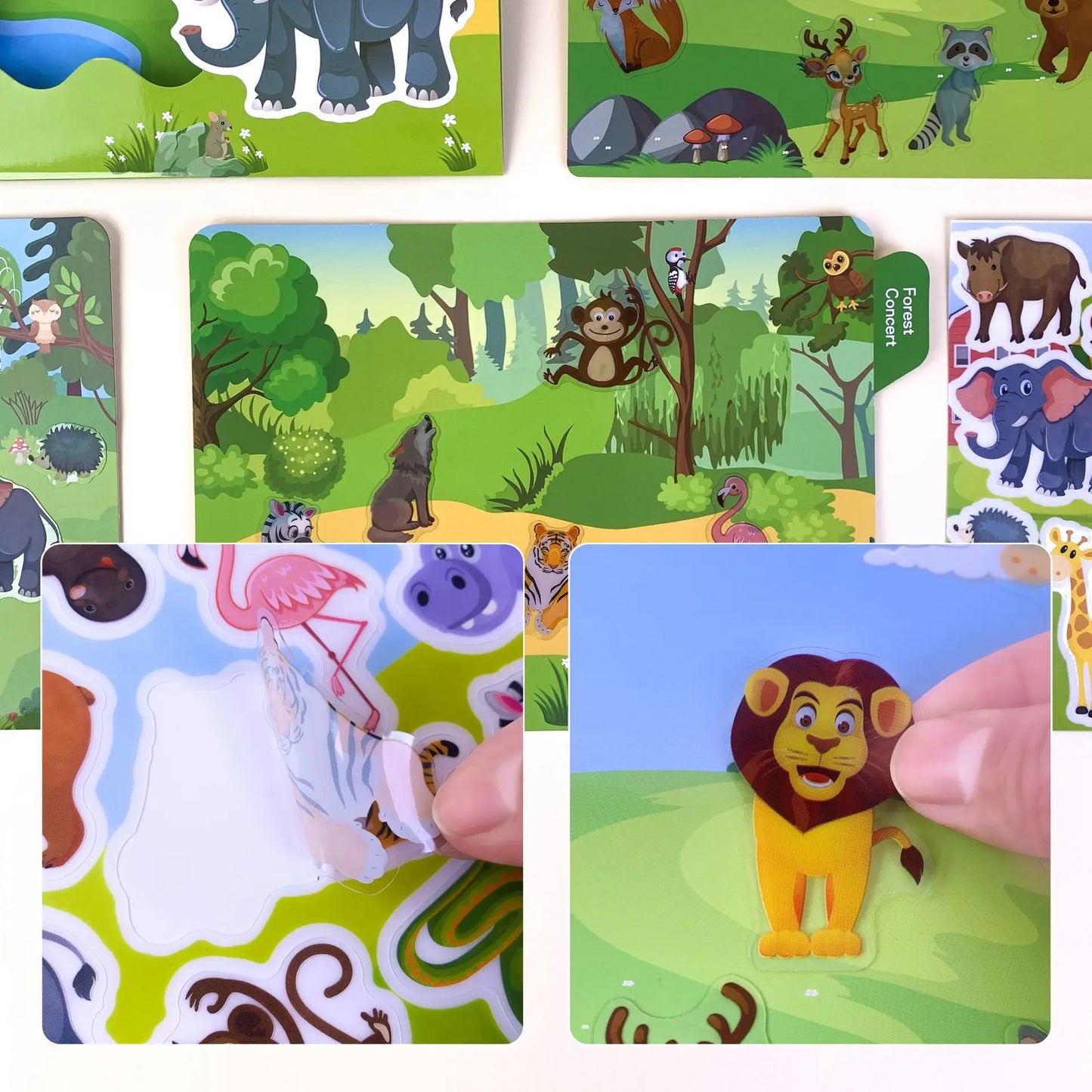Reusable Sticker Book for Kids – Cute Cartoon Animals & DIY Puzzle Scenes