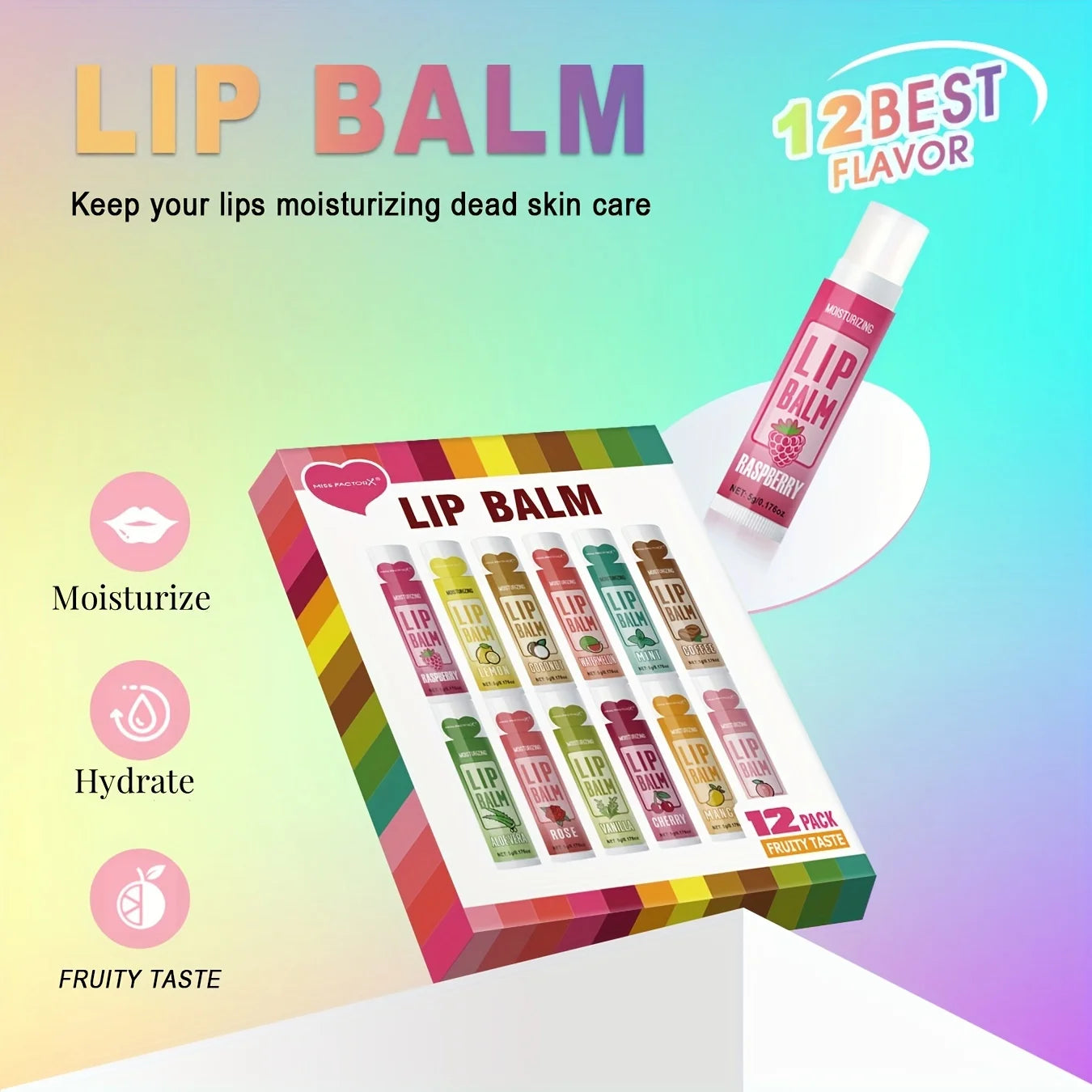 12PCS Lip Balm Gift Set – Deep Moisturizing & Long-Lasting Hydration