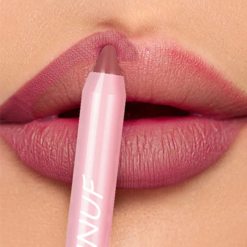 18-Color Waterproof Lipstick Pencil – Matte, Long-Lasting & Non-Stick Cup