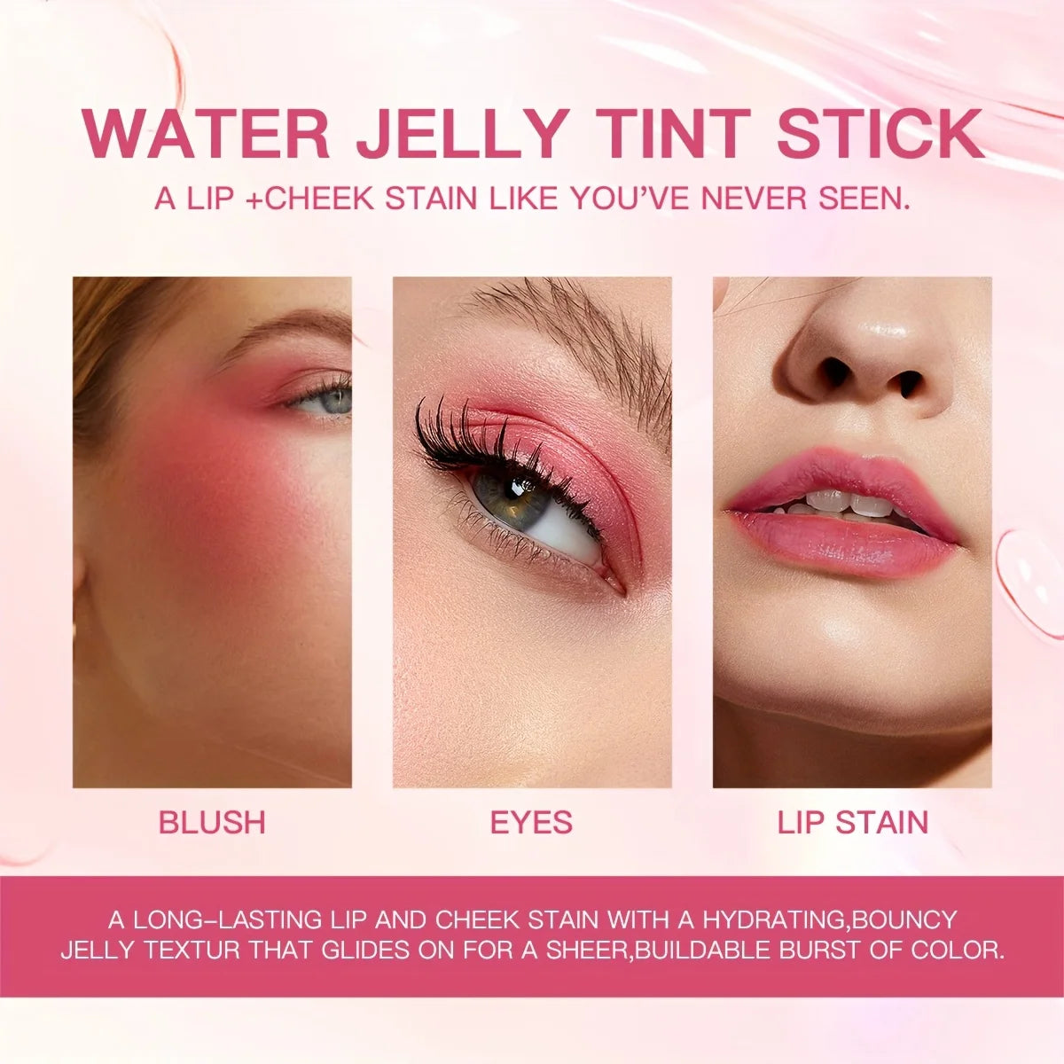 π 3-in-1 Jelly Blush Stick β Blush, Lip Stain & Eyeshadow Magic!