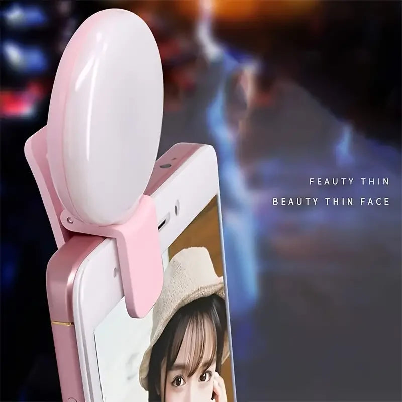 Mini Selfie Ring Light with Clip – 10 LED Beauty Flash for Perfect Shots
