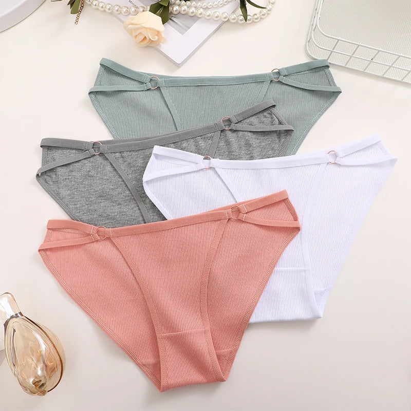 3PCS Set Women’s Cotton Panty – Low Rise Briefs with Button Design