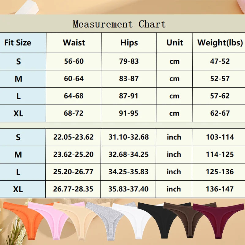 4PCS Women's Cotton Thongs Panty Set – Sexy Low Waist G-String Underwear