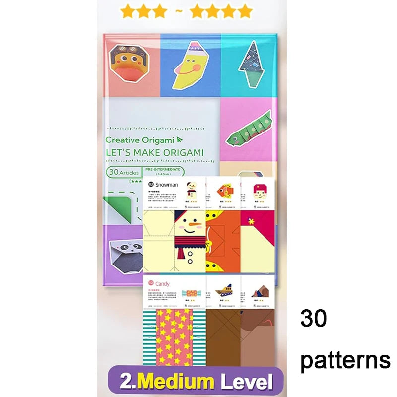 Origami Paper Craft Kit for Kids – DIY Paper Folding Set with Book & 30/96 Sheets