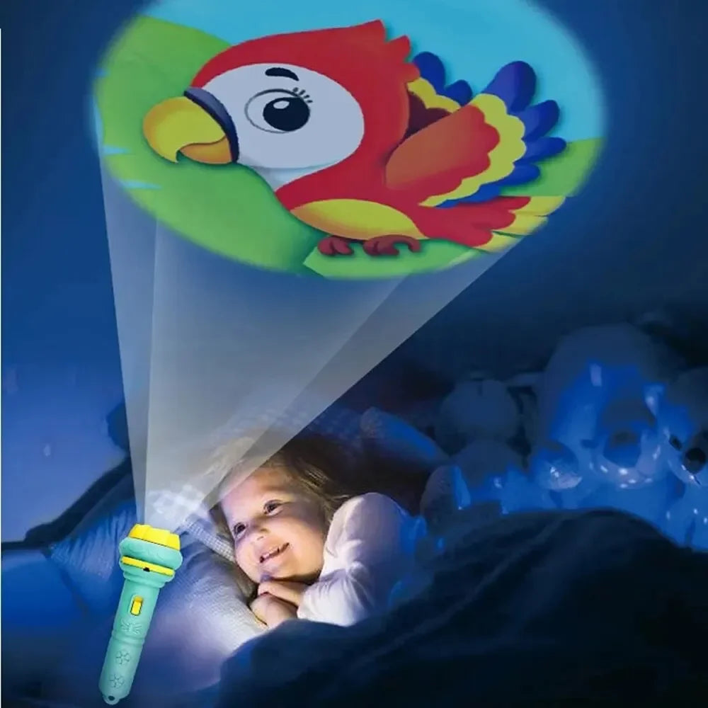 Cartoon Projector Flashlight Torch - 10 Cards With 80 Patterns Storytelling Toy for Kids