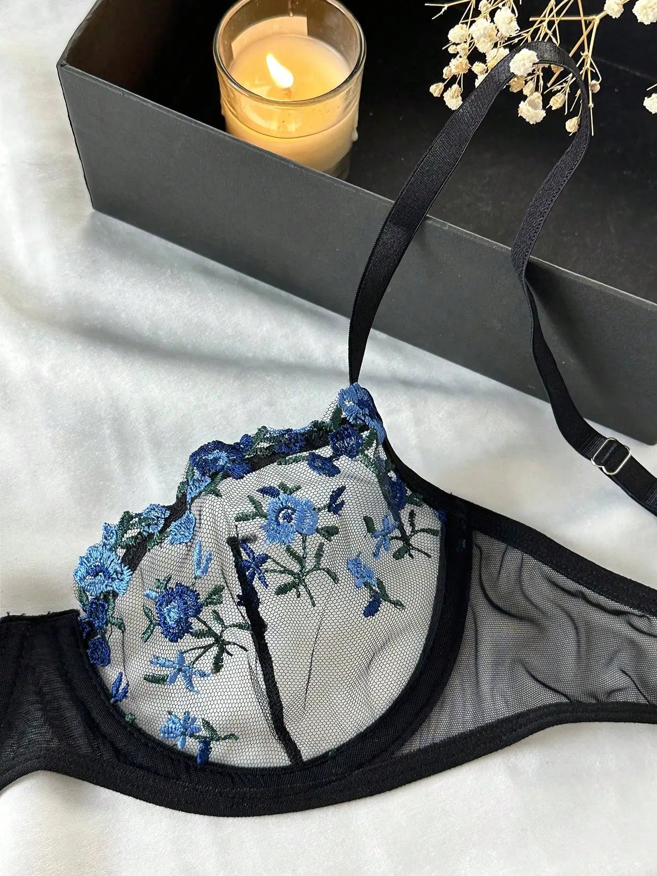 Embroidered Lace Lingerie Set – Erotic Embroidery Bra & Panty for Women