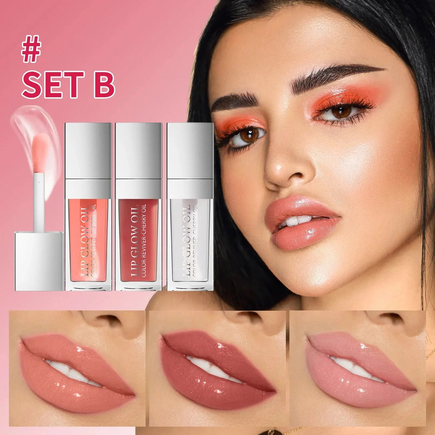 Crystal Jelly Lip Gloss Oil 3pc Set β Hydrating, Plumping & Glossy Perfection