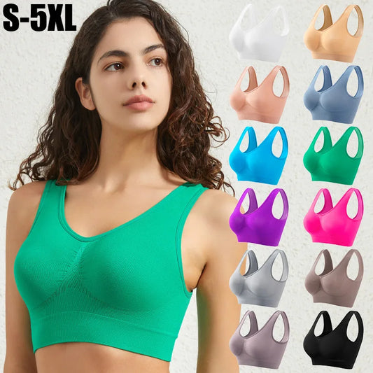 Seamless Sports Push-Up Bra S-5XL – Wireless, Breathable &  Crop Top