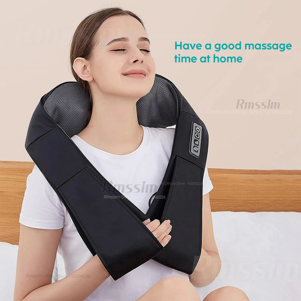 Professional Shiatsu Neck & Shoulder Massager – Heated Deep Kneading Electric Massage Pillow