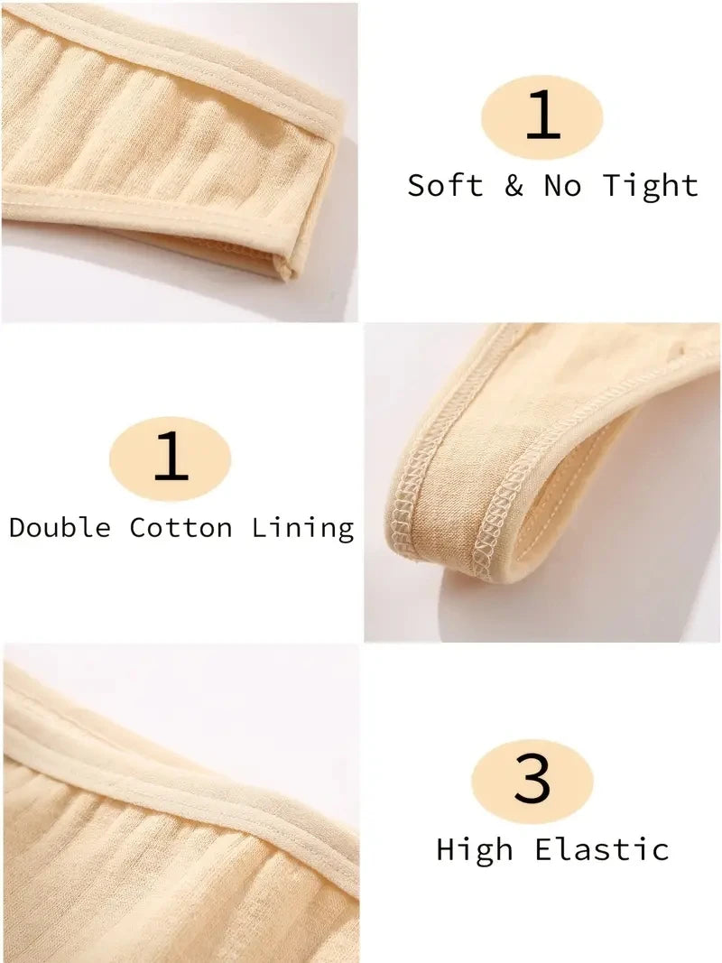 6PCS Low-Rise Thong Set – Soft, Ribbed, G-String Cotton Underwear