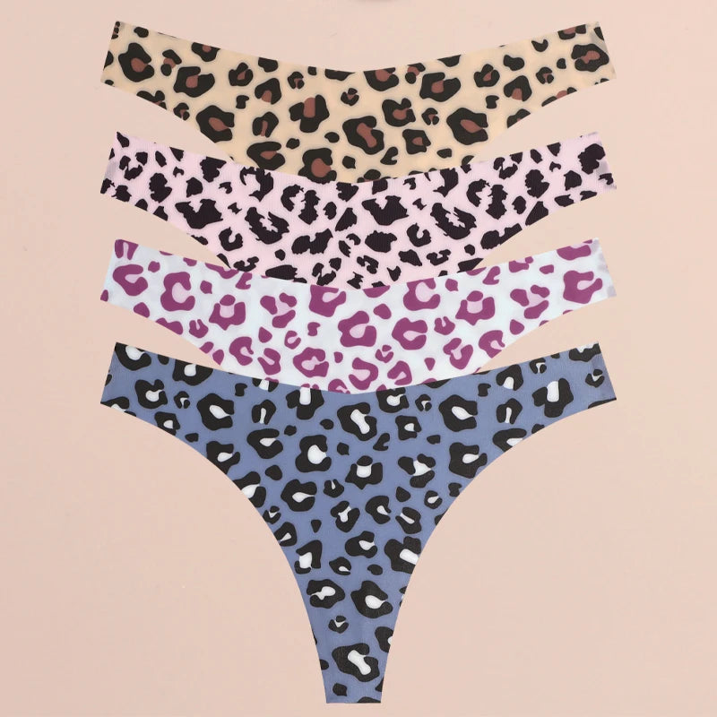 4Pcs Seamless Print Thongs Set – Ultra Soft & Sexy Comfort Fit Women’s Underwear