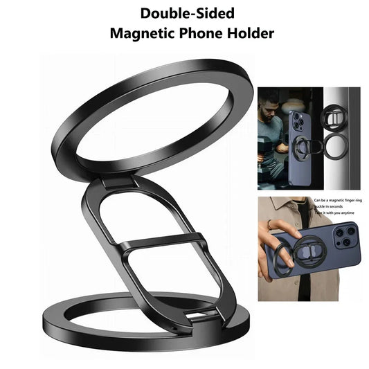 Double Sided Magnetic Ring Holder Kickstand – MagSafe Phone Grip for Car, Gym, Desk