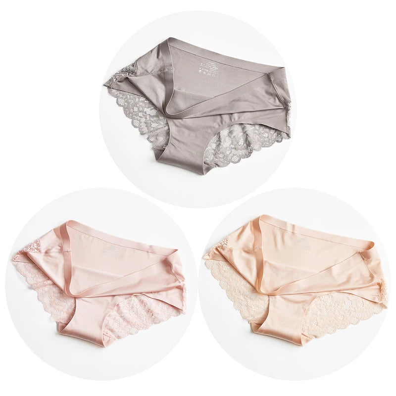 Exquisite Lace 3pcs Panty Set  – Soft & Sexy Satin Underwear for Ultimate Comfort