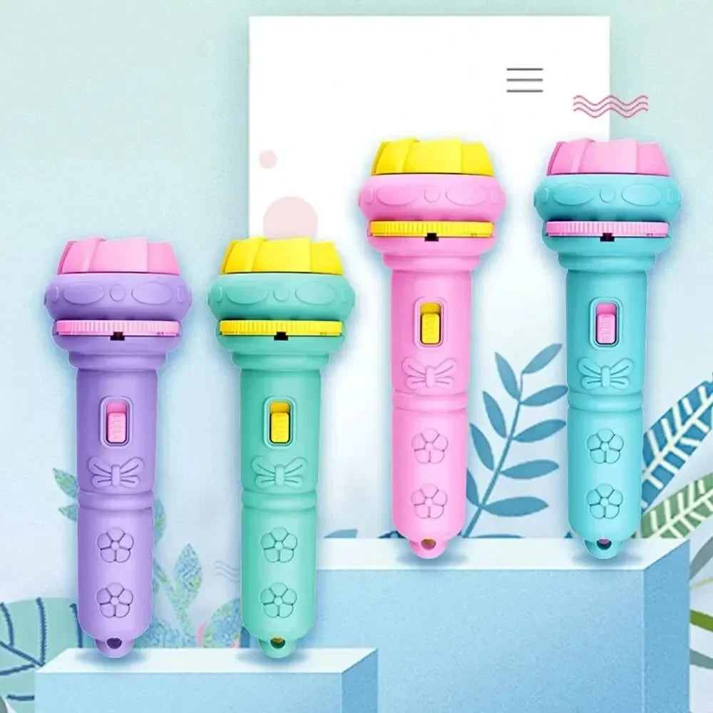 Cartoon Projector Flashlight Torch - 10 Cards With 80 Patterns Storytelling Toy for Kids