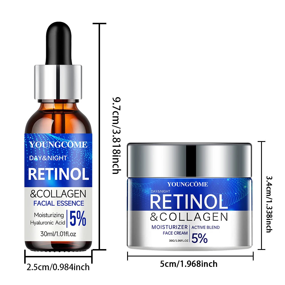 Retinol Collagen Cream & Serum Combo Set – Hydrate, Repair & Smooth Wrinkles for Youthful Skin