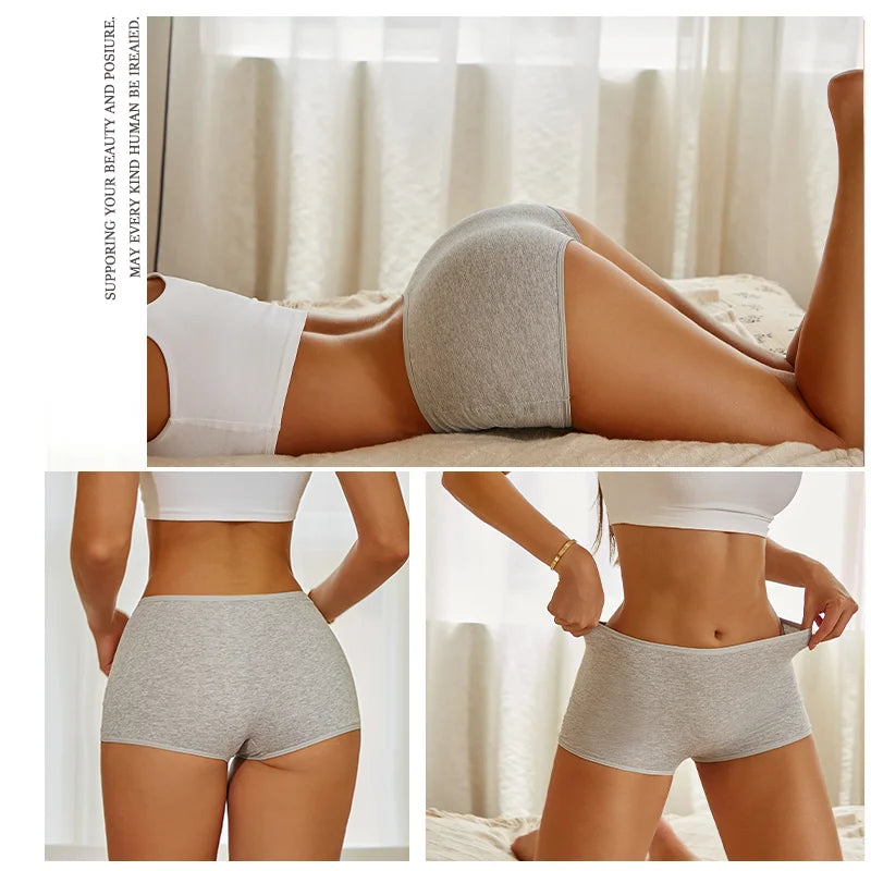 4PCS Women's Seamless Cotton Boxer Briefs Set – Soft & Sporty Boyshort Panty Underwear XS-XL