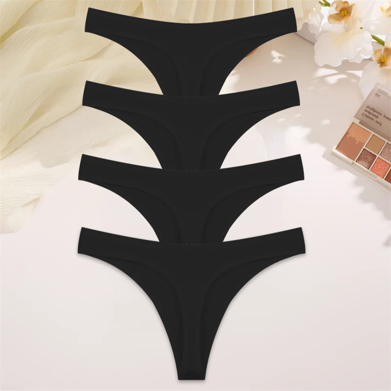 4PCS Women's Cotton Thongs Panty Set – Sexy Low Waist G-String Underwear