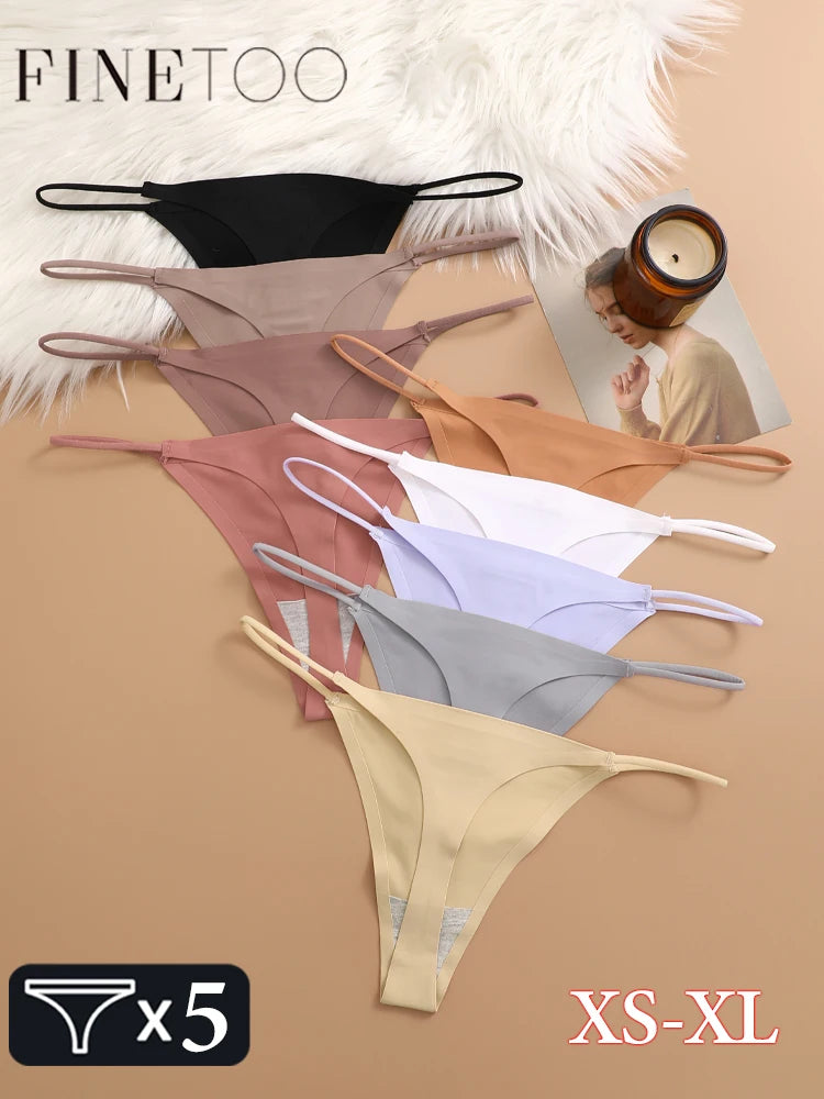 5PCS Seamless Ice Silk Thongs Panty – Ultra-Soft & Sexy Low Waist G-Strings