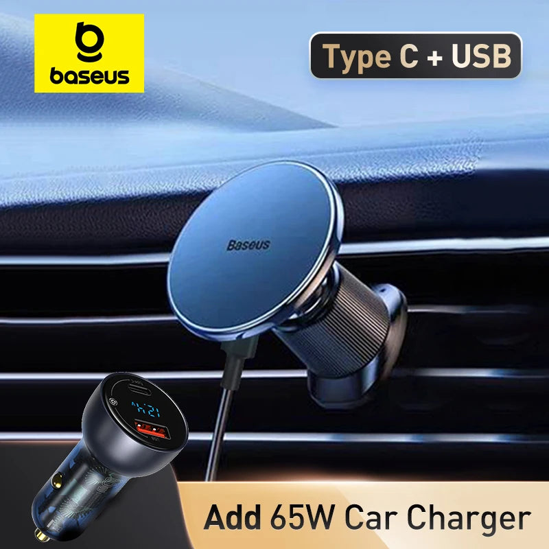 Baseus 15W Magnetic Wireless Car Charger – Fast Charging Mount for iPhone 16/15/14/13