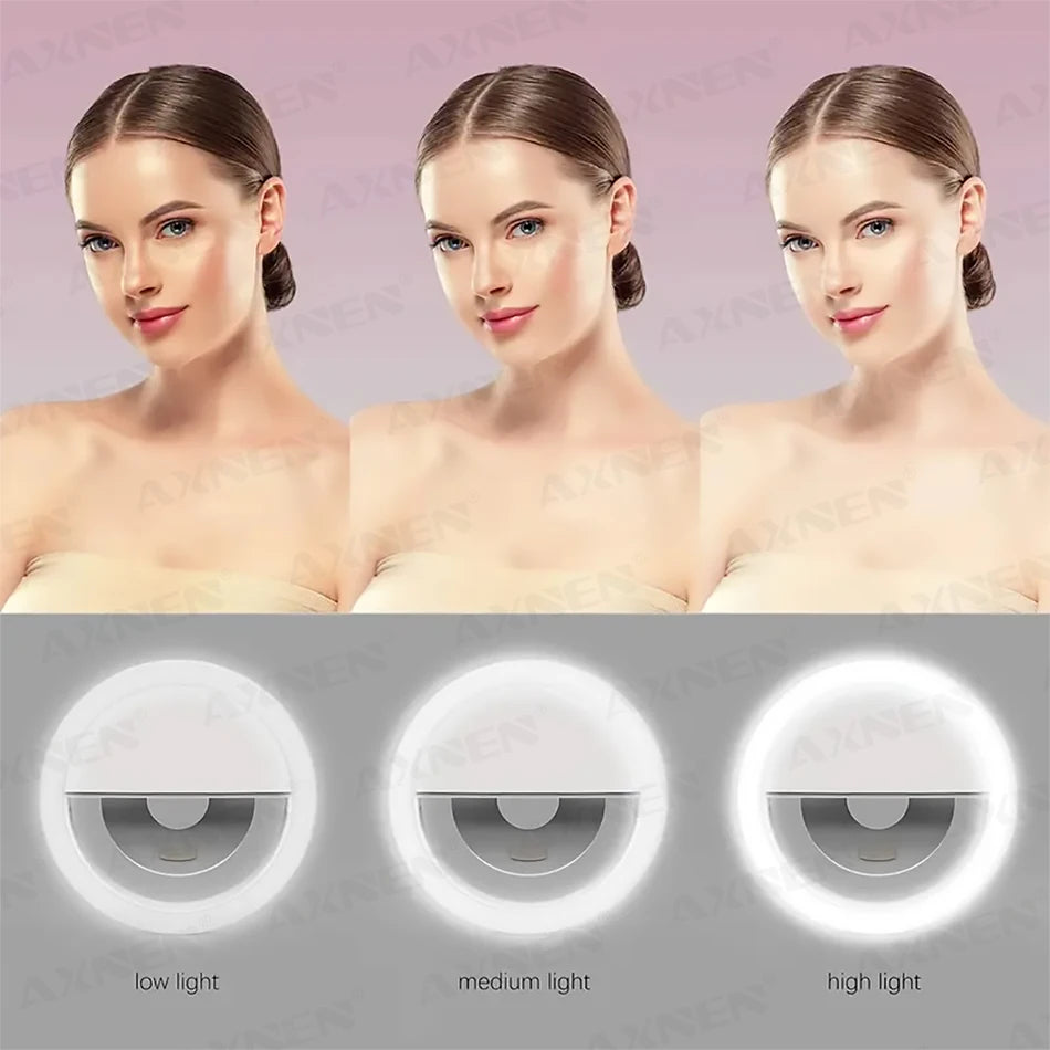 Mini LED Selfie Ring Light Clip – USB Rechargeable Fill Light for iPhone & Android