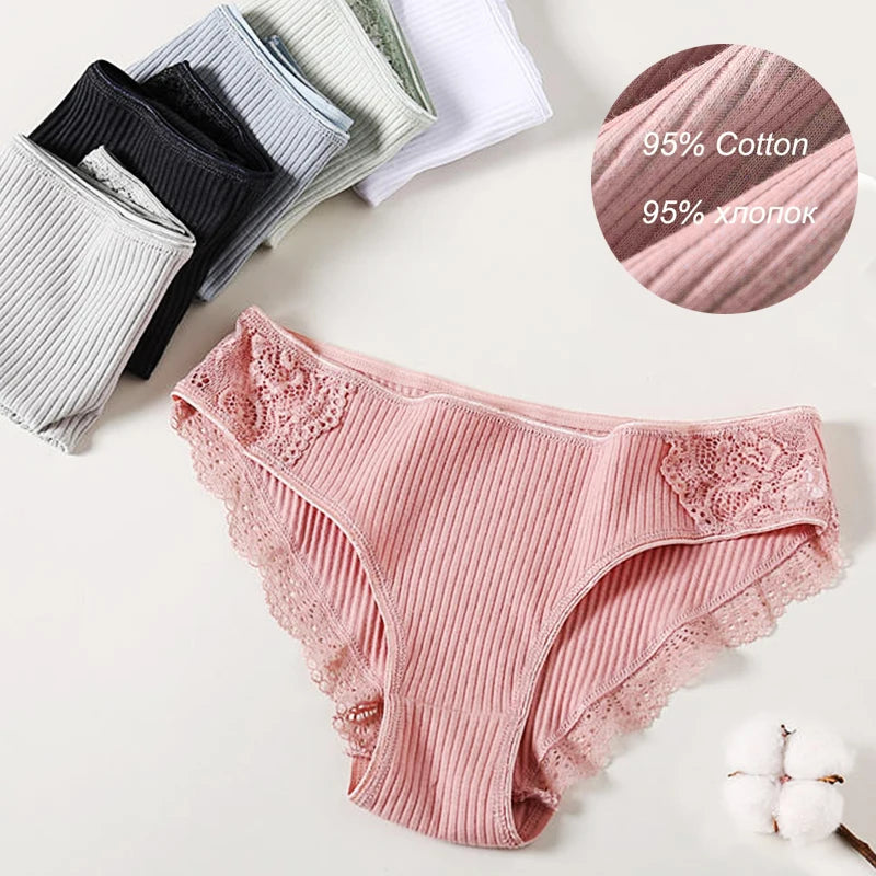 3PCS Set Floral Lace Cotton Panty – Soft & Sexy Women’s Briefs