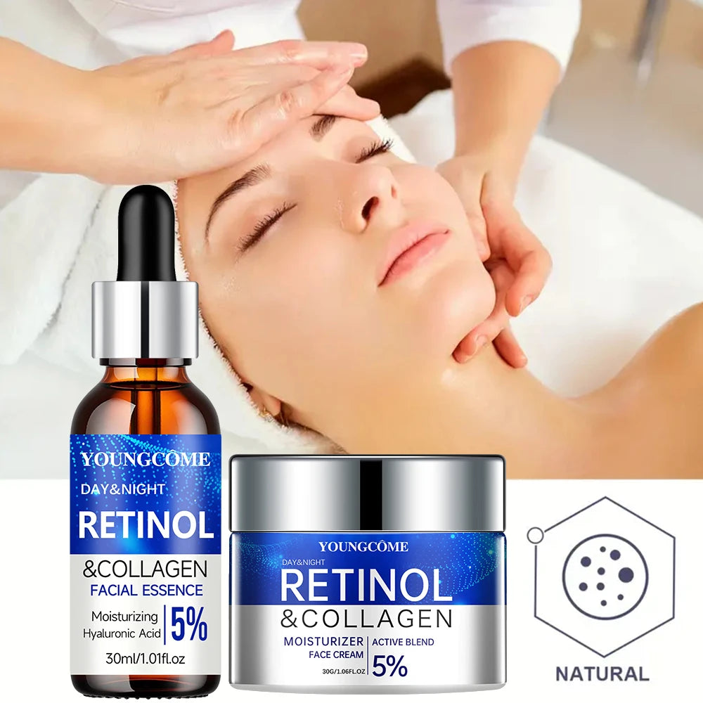 Retinol Collagen Cream & Serum Combo Set – Hydrate, Repair & Smooth Wrinkles for Youthful Skin