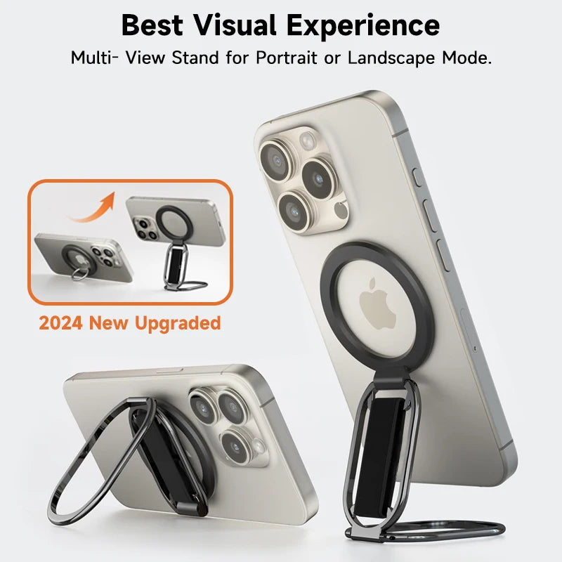 MagSafe Magnetic Phone Grip & Stand – 4-in-1 Rotatable Holder for iPhone 16/15/14/13/12