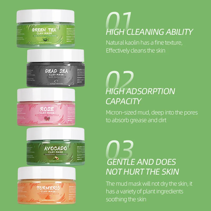 Turmeric, Green Tea, Rose & Avocado Clay Mask β Deep Cleansing & Hydrating Skincare