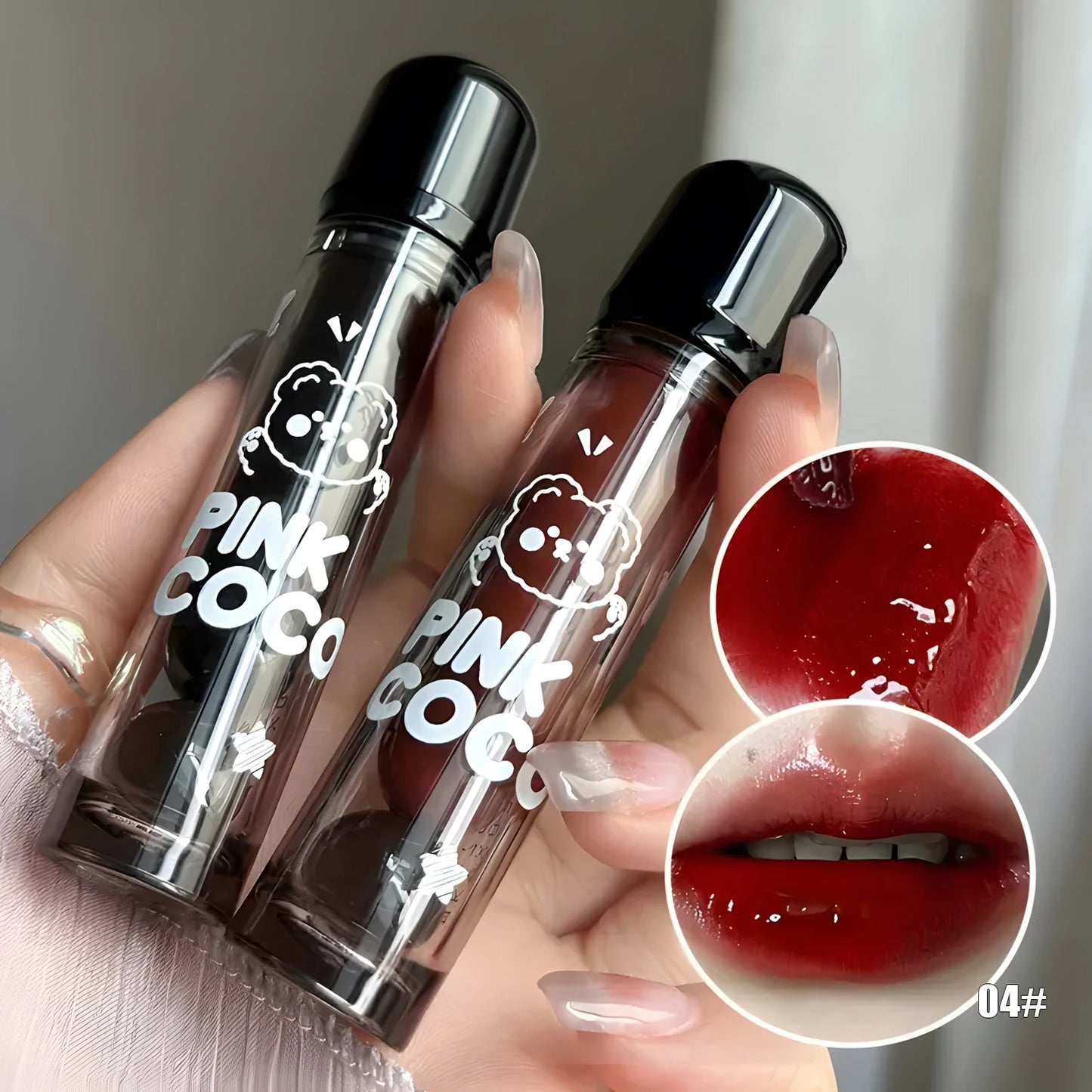 π» Adorable Bear Mirror Lip Glaze β High-Shine & Long-Lasting Gloss!