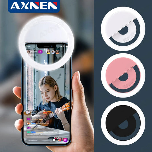 Mini LED Selfie Ring Light Clip – USB Rechargeable Fill Light for iPhone & Android