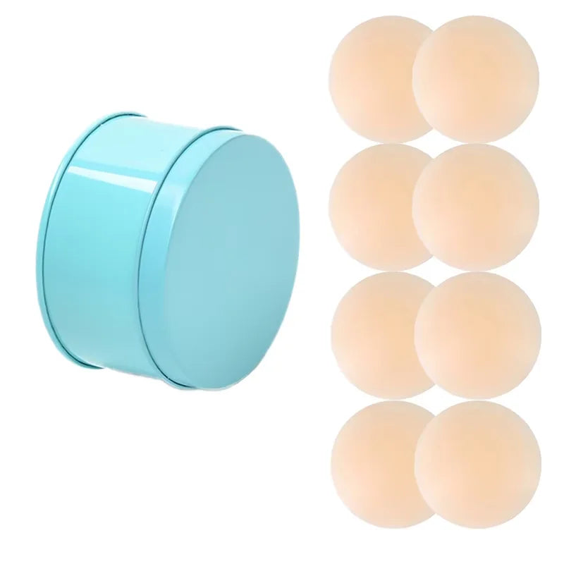 Nipple Cover -4 Pairs Ultra-Thin Sticky Adhesive Reusable Silicone Nipple Pasties With Box