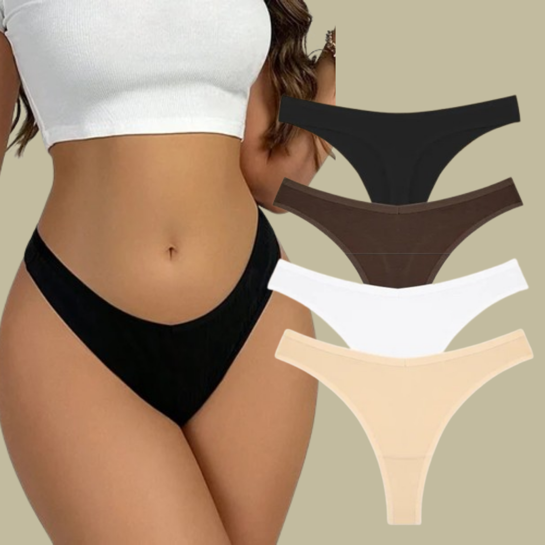 4PCS Women's Cotton Thongs Panty Set – Sexy Low Waist G-String Underwear
