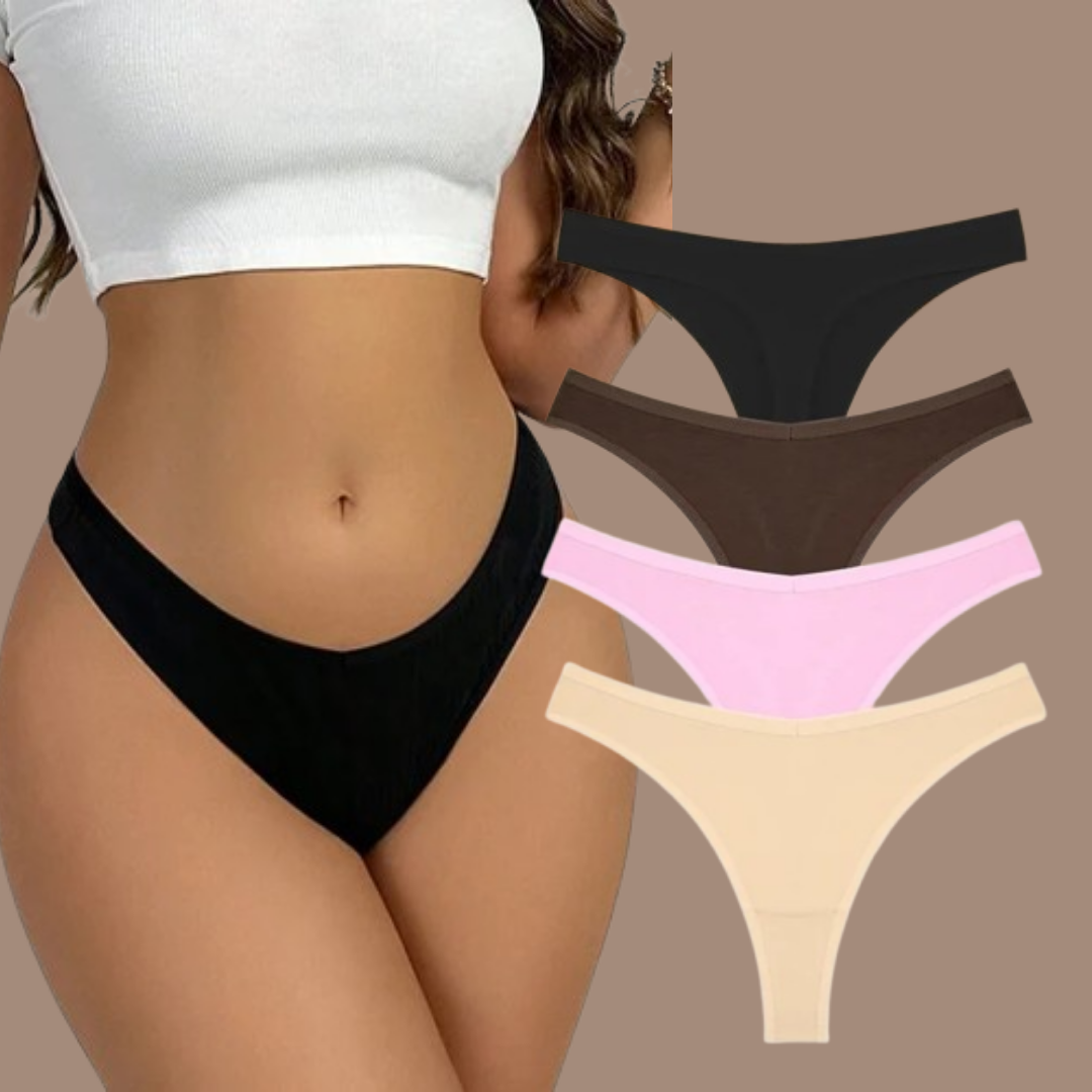 4PCS Women's Cotton Thongs Panty Set – Sexy Low Waist G-String Underwear