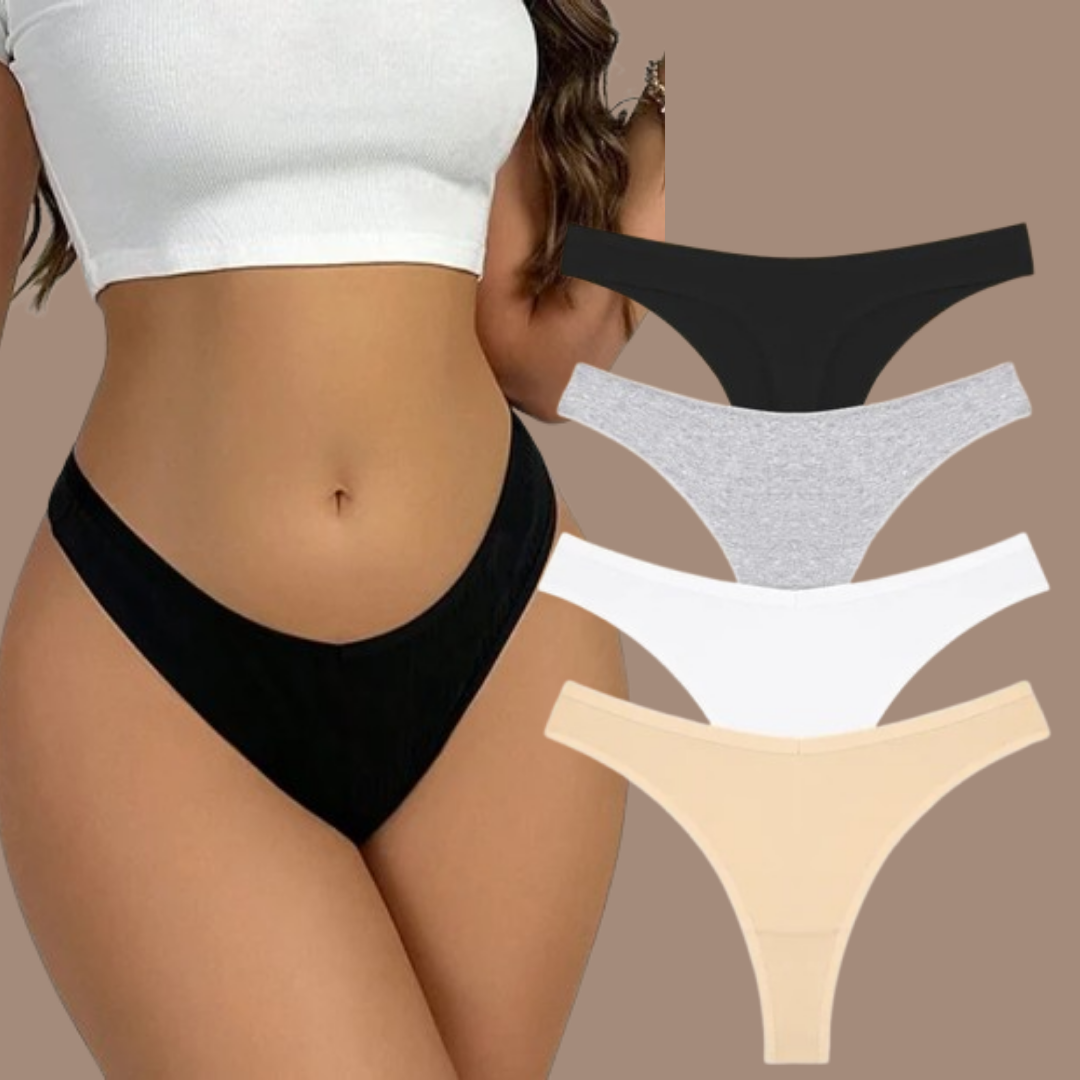 4PCS Women's Cotton Thongs Panty Set – Sexy Low Waist G-String Underwear