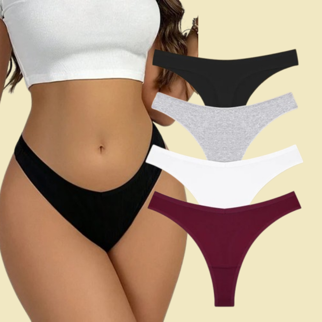 4PCS Women's Cotton Thongs Panty Set – Sexy Low Waist G-String Underwear