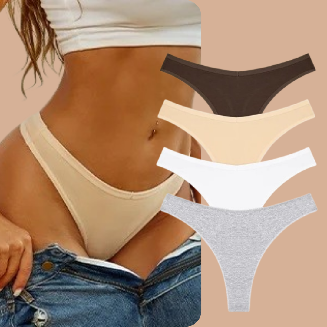 4PCS Women's Cotton Thongs Panty Set – Sexy Low Waist G-String Underwear