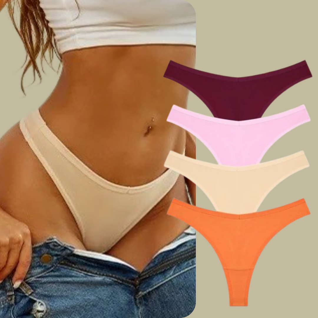 4PCS Women's Cotton Thongs Panty Set – Sexy Low Waist G-String Underwear