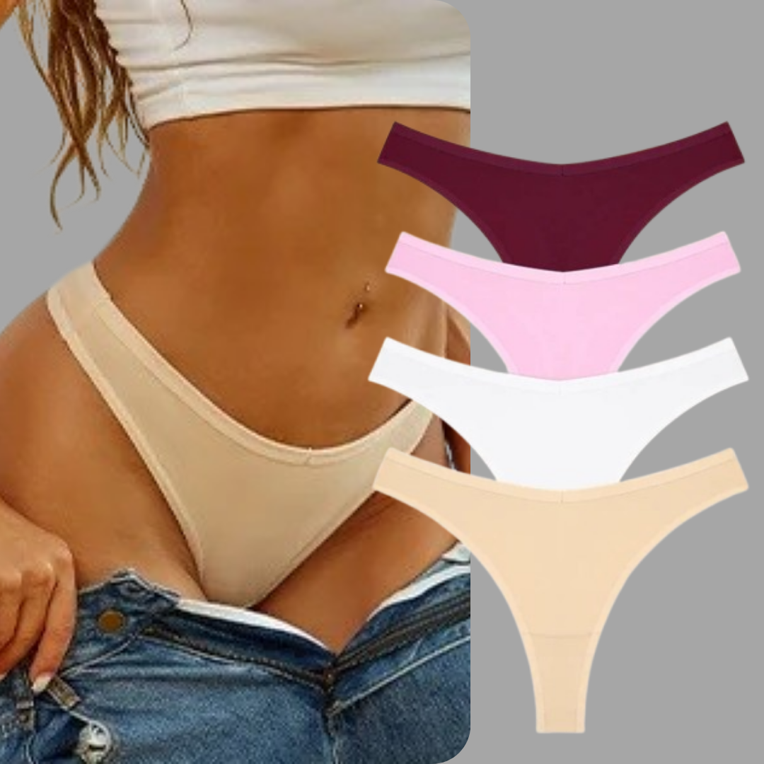 4PCS Women's Cotton Thongs Panty Set – Sexy Low Waist G-String Underwear