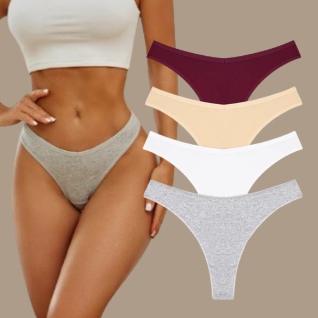 4PCS Women's Cotton Thongs Panty Set – Sexy Low Waist G-String Underwear