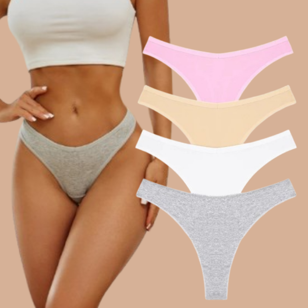 4PCS Women's Cotton Thongs Panty Set – Sexy Low Waist G-String Underwear