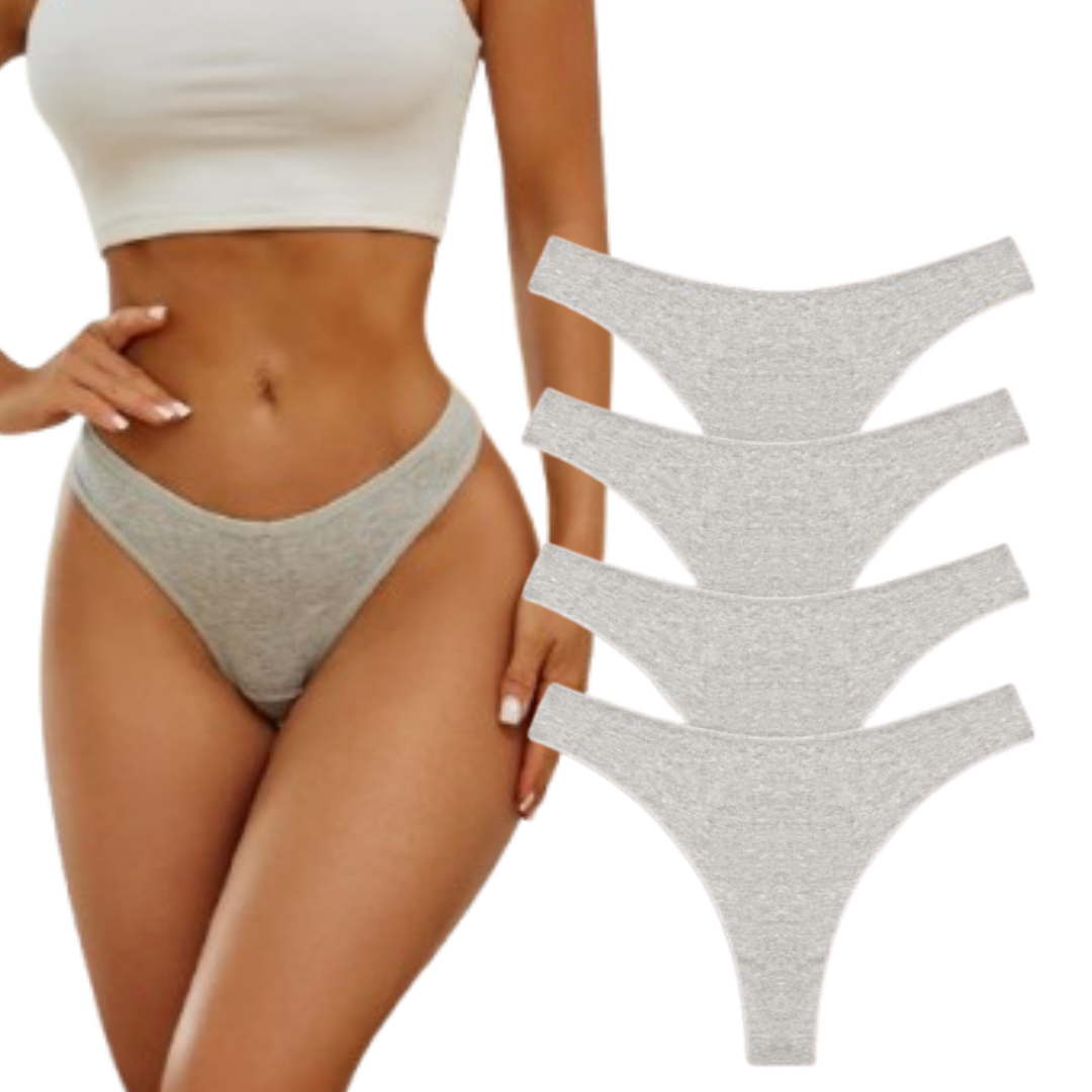 4PCS Women's Cotton Thongs Panty Set – Sexy Low Waist G-String Underwear