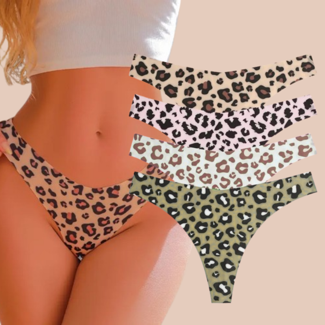 4Pcs Seamless Print Thongs Set – Ultra Soft & Sexy Comfort Fit Women’s Underwear