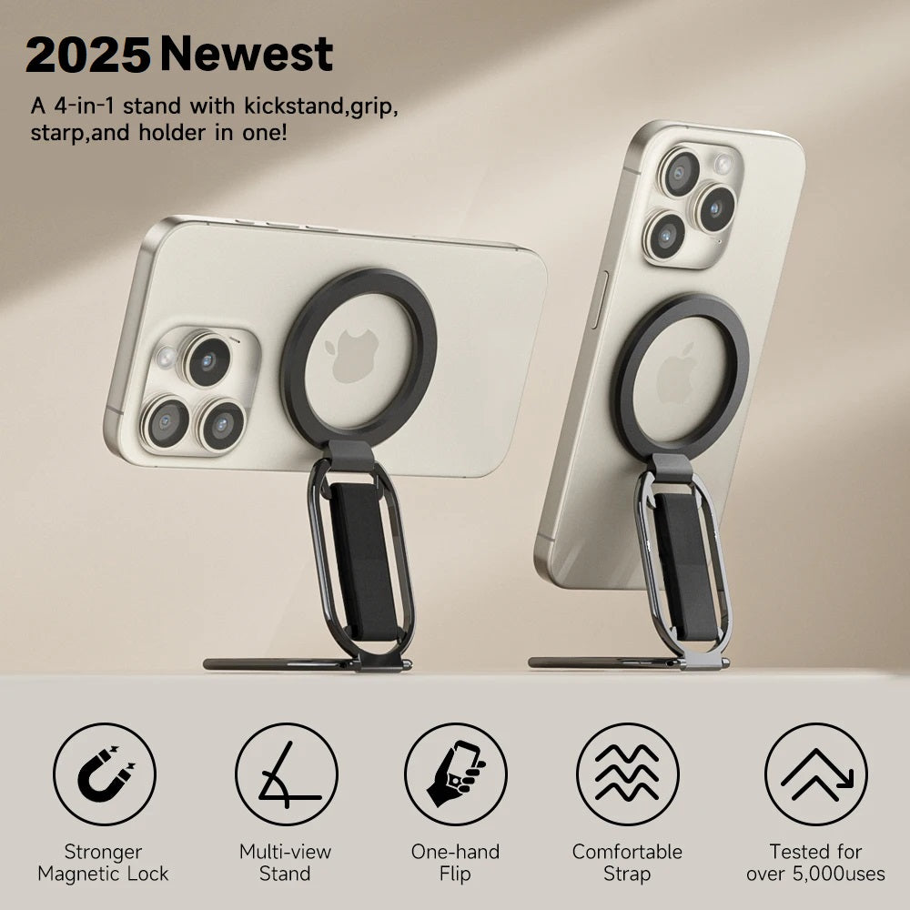 MagSafe Magnetic Phone Grip & Stand – 4-in-1 Rotatable Holder for iPhone 16/15/14/13/12