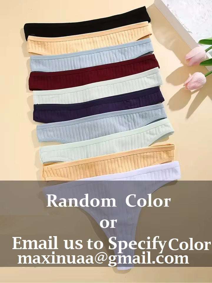 6PCS Low-Rise Thong Set – Soft, Ribbed, G-String Cotton Underwear