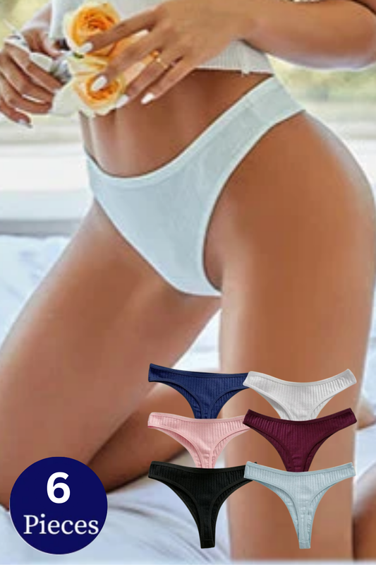 6PCS Set Women's Cotton G-String Thongs Panty– Breathable & Stylish Underwear